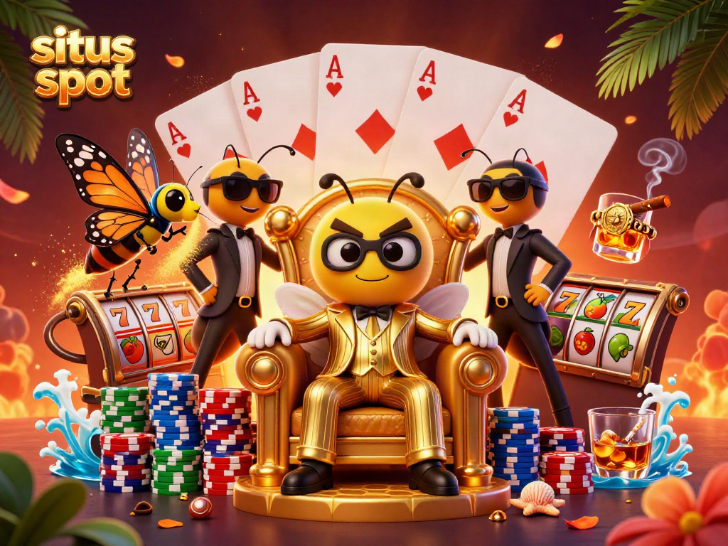 Engage with situs slot in a vibrant 3D casino world featuring a bumblebee mob boss.