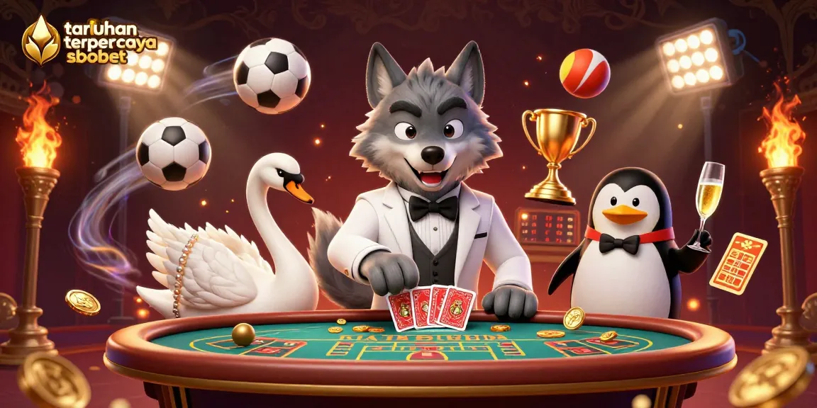 Bet on taruhan terpercaya sbobet with a luxurious 3D illustration showcasing sports and elegance.