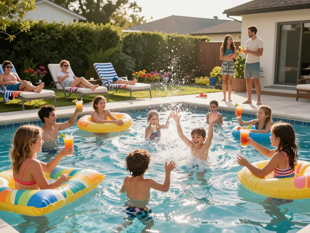 Dolphin Pool Services enhancing family fun with professional pool maintenance ensuring a sparkling clean swimming environment.