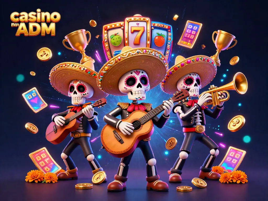 Gioca nei casinò non ADM con i mariachi scheletrici festeggianti e simboli di vincita.