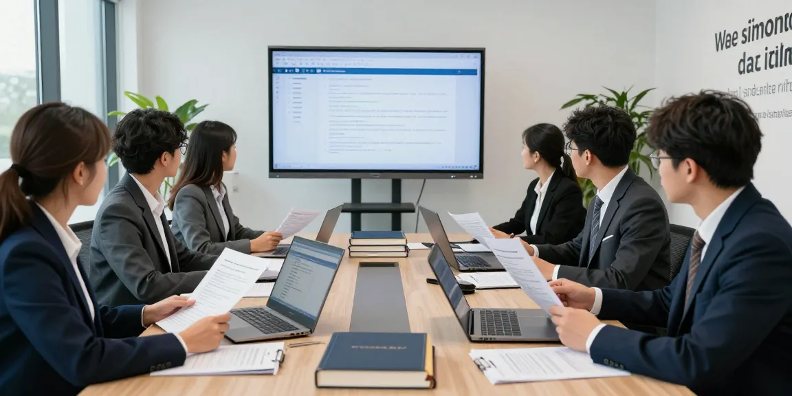 Tim auditor forensik profesional di aafikotacirebon.org berdiskusi dalam suasana kantor modern.