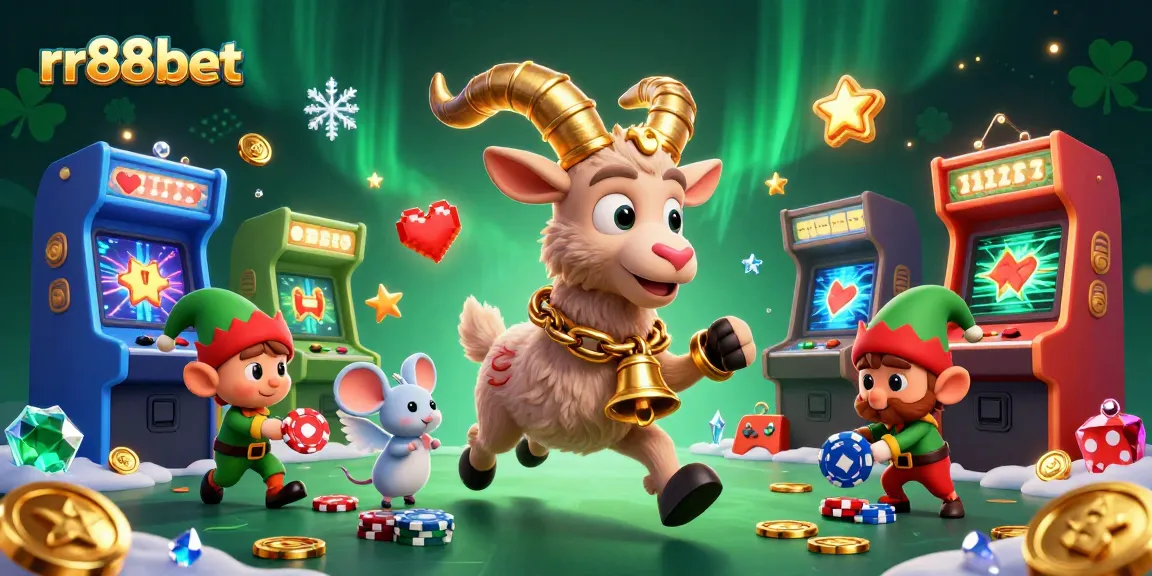Experience the thrill of rr88bet casino with festive characters in a vibrant, rich gaming scene.