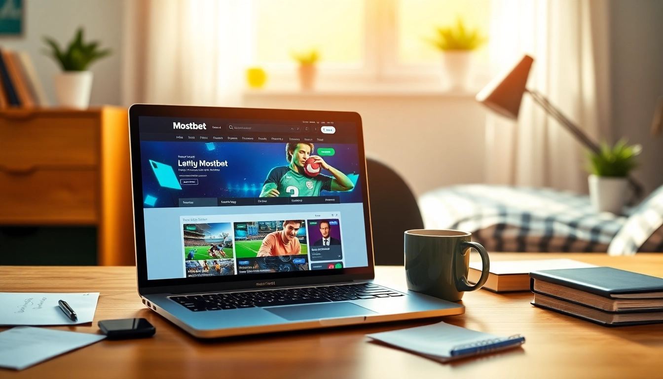 Mostbet bonus reklamını mükafatlandırmaq məqsədilə laptopda göstərir.