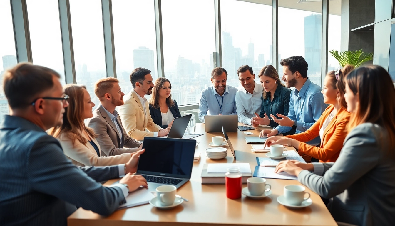 Engaging professionals discussing Acquisition Planning/Strategy Capture Management in a modern office setting.