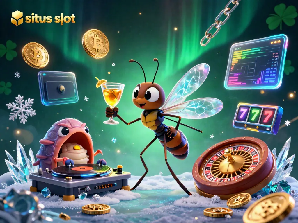 Experience the excitement of situs slot with unique characters in a vibrant casino scene.