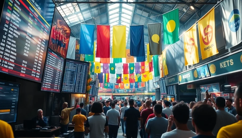 Showcase of the best sports betting sites in Brazil with dynamic atmosphere and engaging visuals.