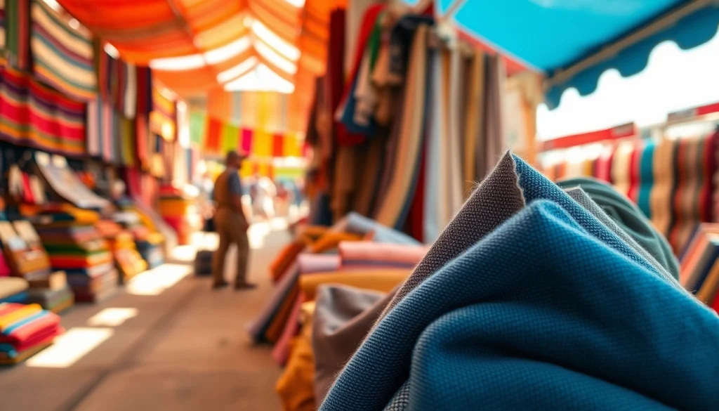 Canvas stoffen in detail met kleuren en texturen uit een markt.