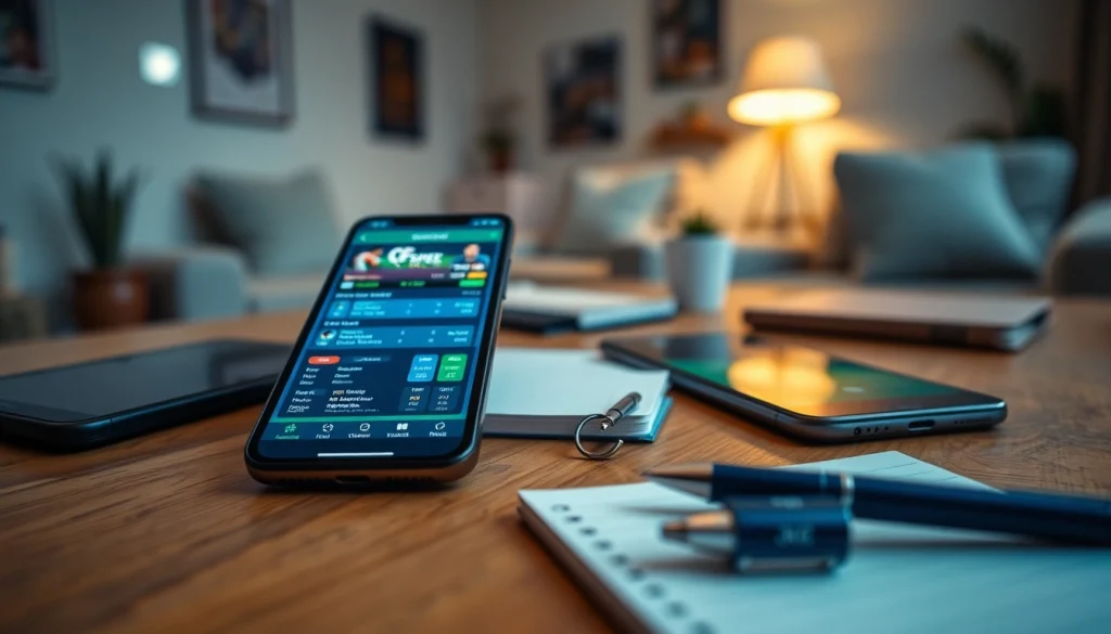 Engaging features of sports betting apps India displayed on a smartphone in a dynamic layout.