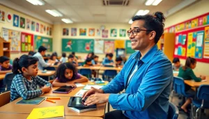 Engaged students in a stimulating Education-focused classroom enhancing learning experiences.