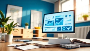 Illustration of the best smm panel in a vibrant digital marketing workspace