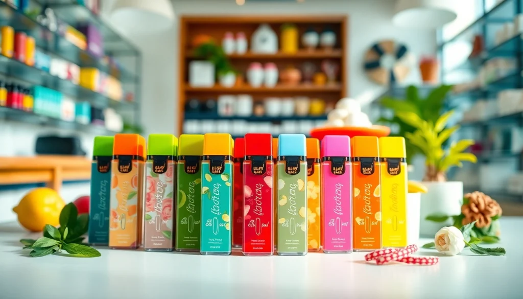 Elfbar pods in a vibrant display, showcasing their variety and unique flavors.
