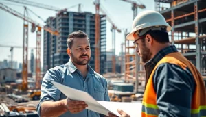 New Jersey Construction Manager supervising a vibrant construction site with workers collaborating.