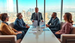 Engaging discussion on retirement planning San Antonio with a professional advisor in a vibrant office.