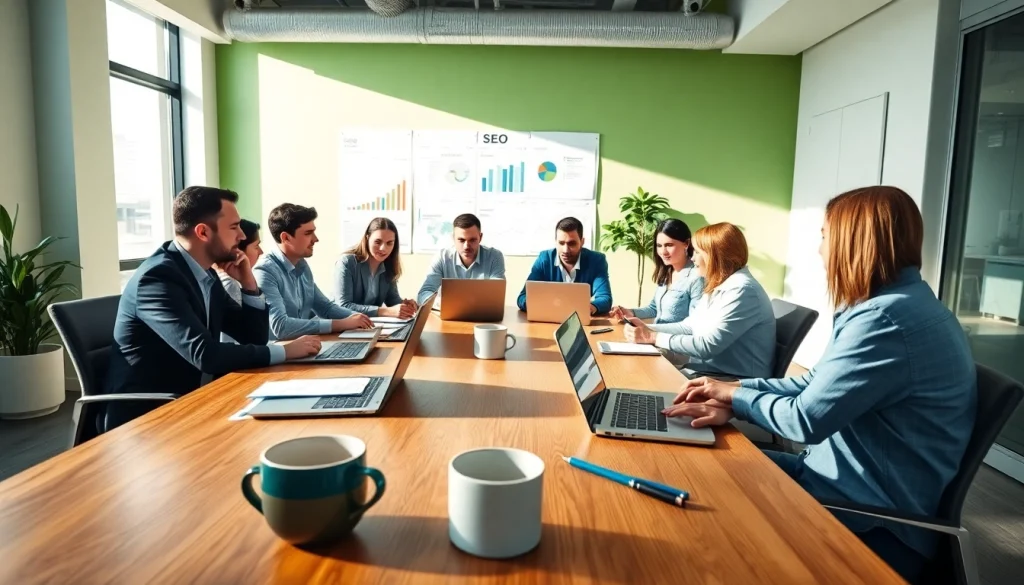 Dynamic team meeting at a seo agency in malaysia illustrating collaboration and strategy.
