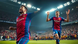 Soccer players in dynamic action showcasing their Team kit in a vibrant stadium atmosphere.