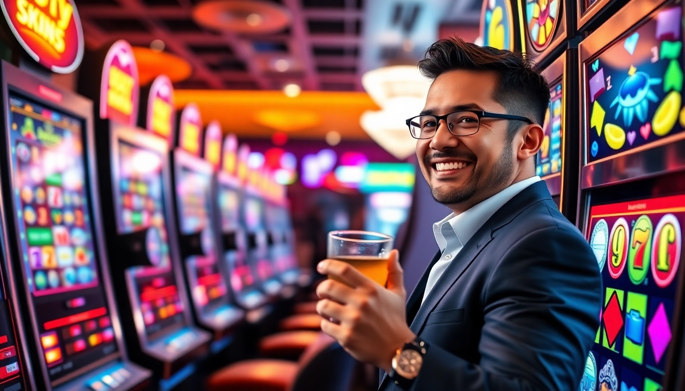 Slot gacor hari ini yang menguntungkan di mesin slot kasino dengan latar yang cerah.