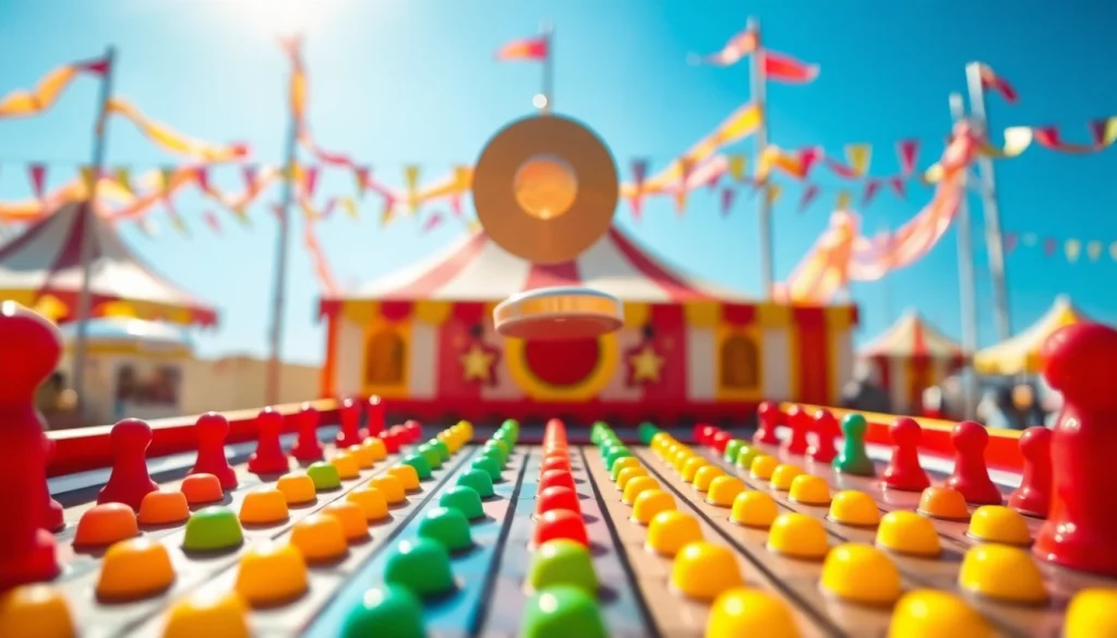 Plinko board dengan disk bersinar yang siap jatuh, menciptakan suasana seru.