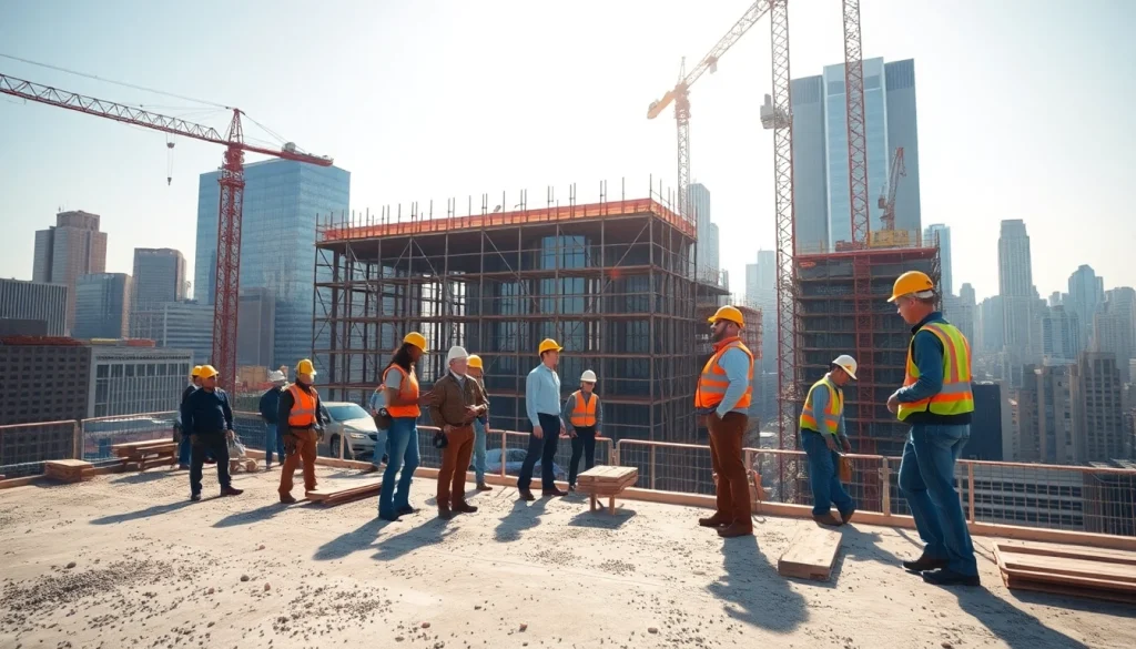 Skilled New York General Contractor team at work on a vibrant construction site.