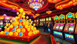 Permain plink slot yang menarik dengan bola berwarna-warni jatuh di papan hingga menang besar.