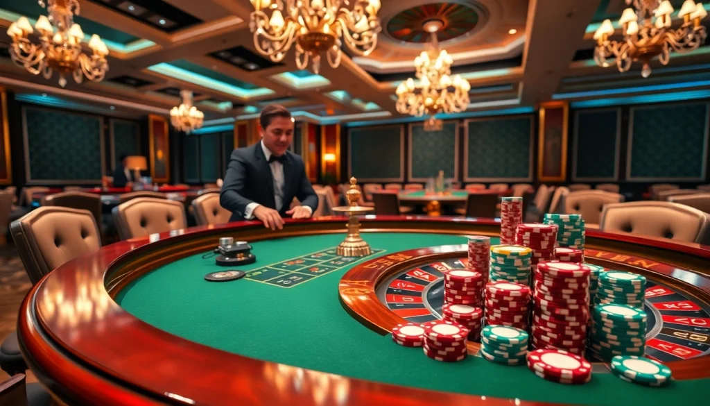 Experience the excitement of https://rr88.wales/ with players enjoying a roulette game in a luxurious casino setting.