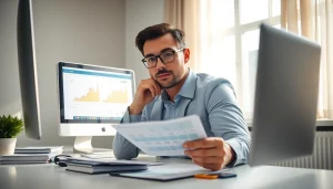 카드깡과 관련된 신용카드 거래를 분석하는 금융 전문가의 모습