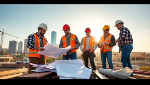 Southern California contractors working together on a construction site representing southern california contractors association.