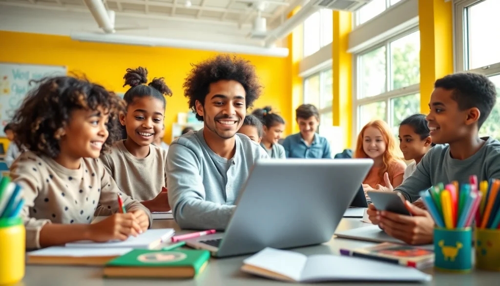 Engaged students in a modern classroom environment emphasizing innovative education.