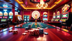U888 offers an exciting gambling experience at a vibrant gaming table with poker chips and cards.