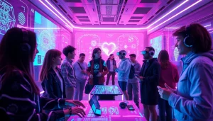 Engaging scene of users interacting with free nsfw ai chatbots in a vibrant, digital environment.