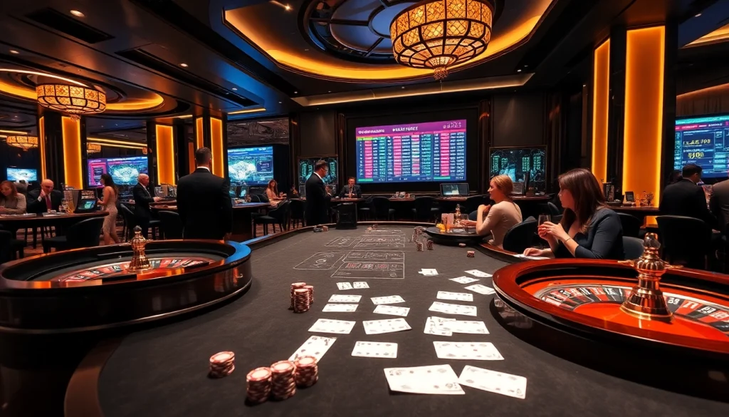 The hidden wiki current status depicted in a vibrant casino scene featuring poker and roulette tables.