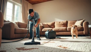 Efficient pet odor carpet cleaning in action, demonstrating stains removal to enhance home comfort.