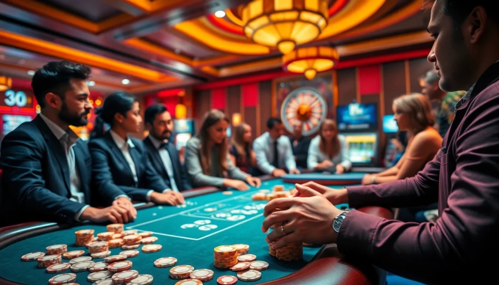 Engage in thrilling sbobet sports betting at a vibrant casino table with poker chips.