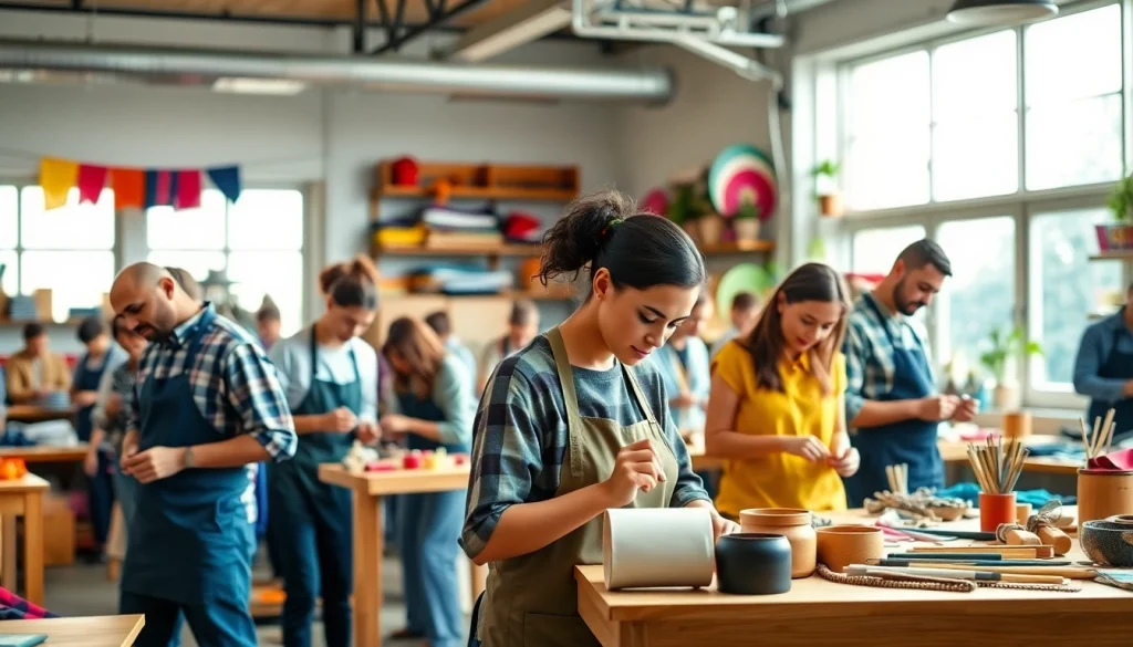 Engaging craft training programs in a lively workshop setting, showcasing hands-on activities.