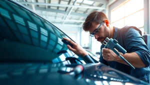 Get quality auto window tint near me with expert service in a professional workshop environment.
