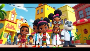 Engaging scene of African American Cartoons characters celebrating diversity and creativity in animation.