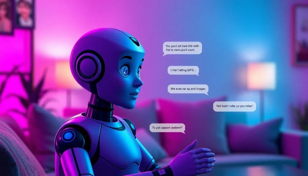 Engaging with a free nsfw ai chatbot interface showing vibrant colors and expressive character.