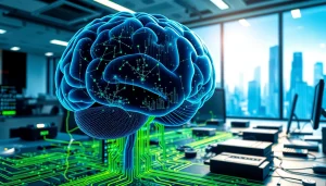 Sztuczna inteligencja w koncepcji przyszłości z cyfrowym mózgiem i obwodami.