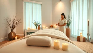 편안한 색상과 아늑한 조명이 있는 평화로운 스파 환경에서 구미스웨디시의 평온함을 경험하세요.